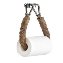 Vintage Toilet Roll Holder Without Drilling, Self-Adhesive Towel Ring for Bathroom