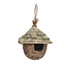 Hand Woven Bird Nest, Natural Straw Drop Shape Hummingbird House, Sturdy Wind-Resistant Hanging Bird House for Garden Patio Home
