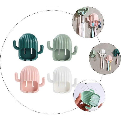 Wall-Mounted Self-Adhesive Toothbrush Holder, No Drill Bathroom Organizer, 4-Pack