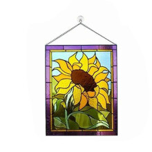 Závesný panel z vitrážového obdĺžnika na okno, akrylový lapač slnka 20x15cm s retiazkou na dekoráciu okenného skla v domácnosti