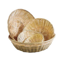 Ronde, geweven bamboe opbergmanden, 20x7 cm, set van 10, voor het bewaren van voedsel en huishoudelijke artikelen.