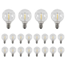 20 Pcs G40 LED Replacement Light Bulbs, E12 Screw Base, Shatterproof Plastic Clear Globe Bulbs compatible with Solar String Lights, 3Volt