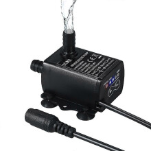 Extrem leise Mini-Bürstenlos-Wasserpumpe, 12 V DC, 10 W, 400 l/h, 400 cm Förderhöhe, IP68 tauchfähig, für Aquarienbrunnen-Wasserkühlung