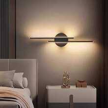 Modern LED Wall Lamp, 45x12cm Iron Frame, Energy-Efficient, Vertical Horizontal Installation, Black White for Living Room Hallway Bathroom