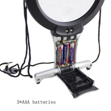 Magnifying Glass with Light and Stand, Hands Free 2X 6X Magnification, Adjustable 10cm Large Acrylic Lens, Battery Powered