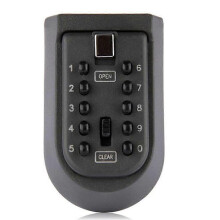 Key Lock Box, Wall Mounted 10 Digit Combination Lock Box, Aluminum Alloy, Weather Resistant with Removable Rubber Cover for Indoor Outdoor