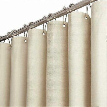 Duschvorhang, 182 x 182 cm, beige-cremefarben, leinenstrukturiertes Polyester, wasserdicht, mit 12 Kunststoffhaken