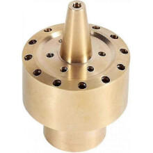 Tuinvijverfonteinsproeier, 25 mm diameter, multidirectionele messing kop, parabolische en vuurwerkachtige sproeistraal, voor buitenwaterpartijen