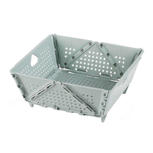 Folding PP Drain Storage Basket, 360 Degree Hollow Drainage, Space-saving, For Kitchen Fruit Vegetable Draining Storage