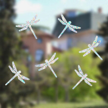 Dragonfly Window Clings, Reusable Static Cling Prism Pattern, Anti Collision Bird Strike Prevention for Glass Windows