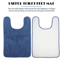 U Shaped Toilet Floor Mat, Coral Fleece Polyester Non-Slip Toilet Foot Cushion, 80x50x2cm for Bathroom Washroom