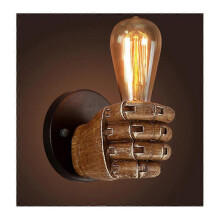 Lampada da parete in resina stile industriale loft a forma di pugno destro con attacco a vite E27.