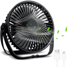 Wentylator biurkowy 6 cali, przenośny, 3 prędkości, obrót 360, cichy, USB, na biurko i ścianę
