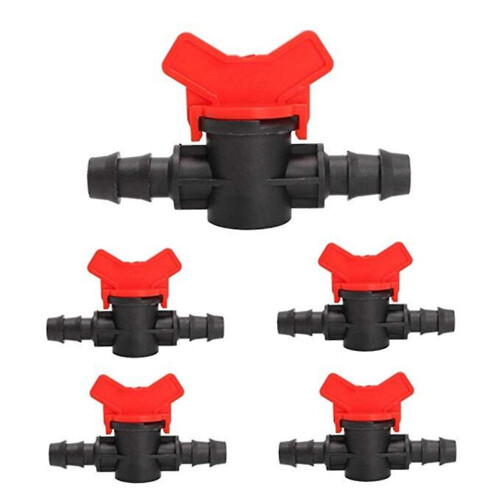 5-Pack 10mm PE Hose Valve Stopcock Flow Regulator for Drip Irrigation System