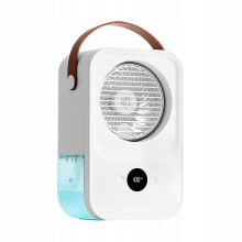 Draagbare persoonlijke airconditioner met ventilator, 4 windsnelheden, lcd-display, oplaadbaar via USB-C, watertank van 650 ml, 18,3 x 10,8 x 25,1 cm