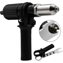 Electric Rivet Gun Head, Alloy Steel Full Metal Forged, Quiet Efficient Portable Threadless Riveting Insert Nut Adapter