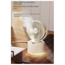 Cooling Fan Humidifier, 300ml Water Tank, 1800mAh Rechargeable USB Fan with LED Night Light, 3 Speed, 36dB Silent Operation