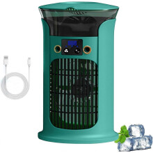 Portable Air Cooler Fan, 880ml 3 Speeds Quiet USB Charging Green Tower Fan for Home Office