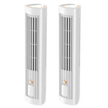 Portable Mini Air Conditioner Fan, 2 Pack, 3 Speeds, USB Powered, Automatic Oscillation, White Plastic