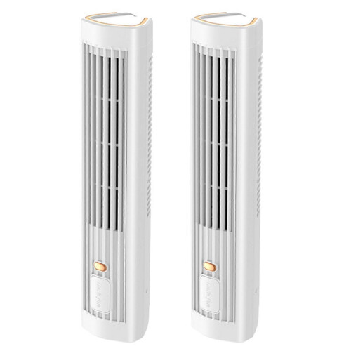Portable Mini Air Conditioner Fan, 2 Pack, 3 Speeds, USB Powered, Automatic Oscillation, White Plastic