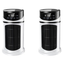2 Pack Portable Air Cooler Fan, 300ml USB Desktop 3-in-1 Blowing Cooling Humidifying Fan for Office, White