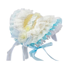 Französischer Anime-Strohhut mit Blumenstickerei,-S blau