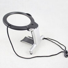 Magnifying Glass with Light and Stand, Hands Free 2X 6X Magnification, 10cm Large Acrylic Lens, Adjustable Angle, Battery Powered