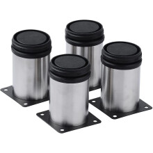Pieds de meubles en métal, réglables, ronds, 50 x 100 mm, lot de 4, acier inoxydable et plastique