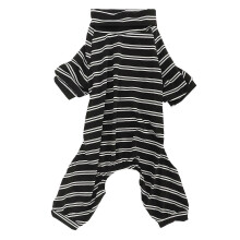 Hondenpyjama met strepen, klassieke zwart-witte strepen, lichtgewicht, volledig bedekkende polyester pyjama voor puppy's, maat XS
