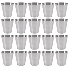 Stainless Steel Drinking Cups, 20 Pack, 25ml Silver Reusable, for Coffee Wine Cocktails, Indoor Outdoor Use
