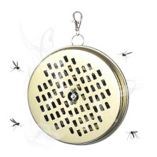 Support portable en métal pour spirale anti-moustiques, boîte anti-moustiques dorée avec crochet pour camping, randonnée, pêche et terrasse.
