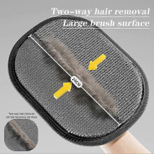 Pet Hair Removal Gloves, Double-Sided Reusable Static Removal, Velvet Breathable Mesh, 24*16cm Black, for Pet Hair Dust Dandruff Cleaning