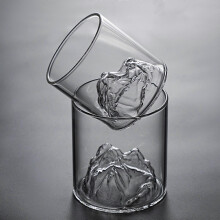 Conjunto de Copos de Vidro Transparente, 2 Peças 200ml 300ml, Design em Forma de Montanha para Casa Escritório Exterior