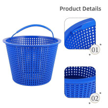 Swimming Pool Skimmer Filter Basket, 2 Pack Blue Dirt Prevention Replacement Basket with Handle, 17.7x13x12cm