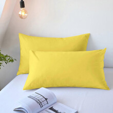 2 Pack Pillow Cases, 48x74cm Yellow Cool Breathable Polyester Pillowcases, Envelope Closure for Standard Queen Size, for Hot Sleepers All Seasons