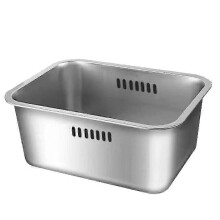 Portable Washing-Up Bowl, 36 x 27 x 15 cm 2+L Stainless Steel Multipurpose Dishpan for Kitchen Camping RV