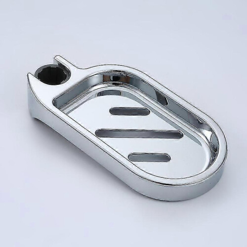 Shower Rail Soap Dish Clip-on Adjustable ABS Silver Bathroom Holder 1
