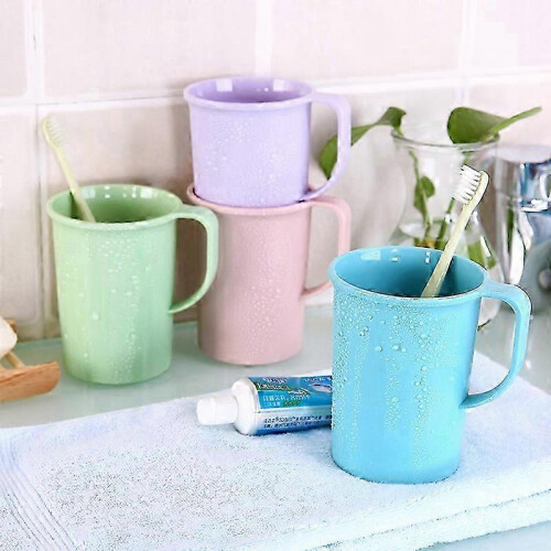 Plastic Coffee Mugs with Handle, Set of 4, Unbreakable, 4 Assorted Colors, 301-400ml 2