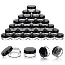 5ml Clear Reusable PS Cosmetic Containers, 100 Pack, 1.18in Diameter, Wide Mouth Tiny Jars With Lids for Cream Lotion Samples