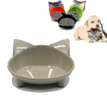 Non-slip Gray Melamine Cat Bowl, 14.5x14.5x6.3cm, Durable Smooth Surface for Cats and Dogs