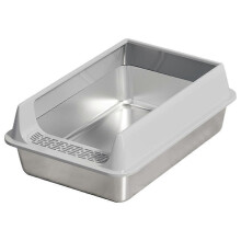 Katzentoilette aus Edelstahl, halboffen, spritzwassergeschützt, auslaufsicher, abnehmbarer Deckel, für große Katzenrassen