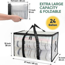 Umzugssäcke 6er-Pack, 90 Liter Fassungsvermögen, 22,7 kg Tragkraft, robuste transparente Taschen mit verstärkten Griffen und Etikettenfach