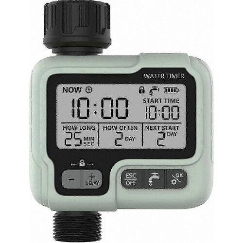 Smart Irrigation Timer, Large LCD Display, IPX5 Waterproof, Automatic and Manual Watering Control for Garden