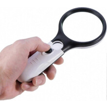 Lupa de mano, aumento de 100x, con 3 luces LED, para lectura e inspección de joyas.