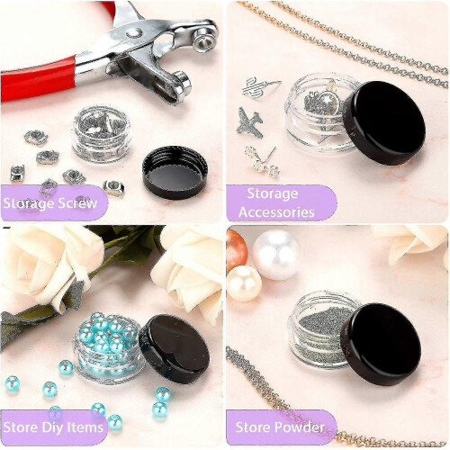 Cosmetic Container Set, 5ml Clear Reusable PS Plastic Sample Jars With Lids, Pack of 100