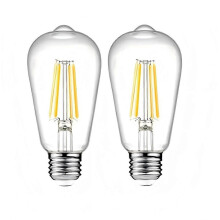 12V LED Light Bulbs, E27 Base, 6W Equivalent 60W, Warm White Vintage Style, Low Voltage, Pack of 2, for RV Boat Solar Off-grid