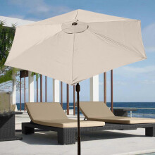 Replacement Umbrella Canopy Cloth 3m 6 Bone Beige UV-protected Breathable for Patio Courtyard Terrace Swimming Pool