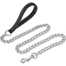 Guinzaglio per cani in metallo cromato con catena e impugnatura imbottita, 1,8 m, 4,0 mm, per cani di taglia grande.