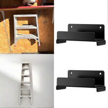 Ladder Storage Rack, Heavy Duty Steel Wall Mounted Telescopic Ladder Hooks, Protective Coating, Space Saving for Garage Workshop Garden Tools