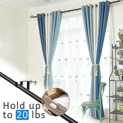 Curtain Rod Brackets 4pcs Set Black Metal Single Hook Wall Mounted 2